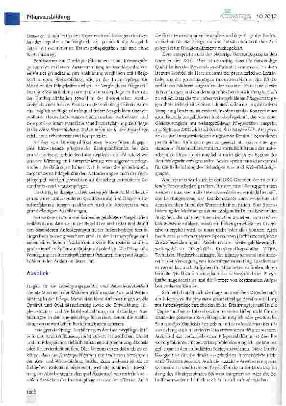 Vorschauseite 4: Grundständige Ausbildung in der Intensivpflege - eine Alternative zur traditionellen Weiterbildung?