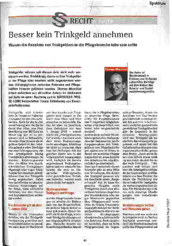 Vorschauseite 1: Besser kein Trinkgeld annehmen