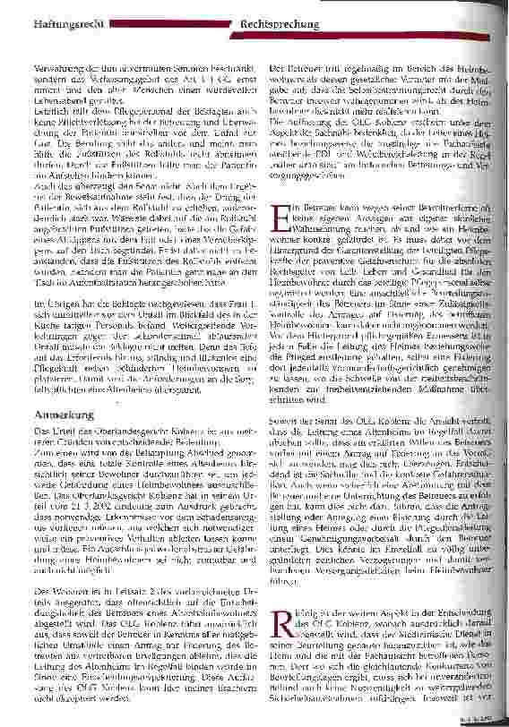 Vorschauseite 4: Haftung des Altenheims für Unfall eines verwirrten Bewohners