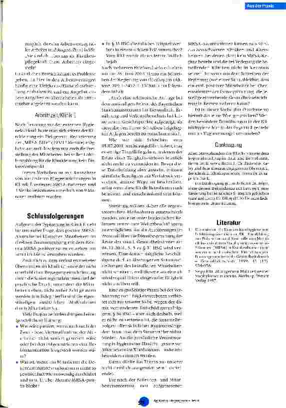 Vorschauseite 5: MRSA-Sanierung bei Krankenhauspersonal