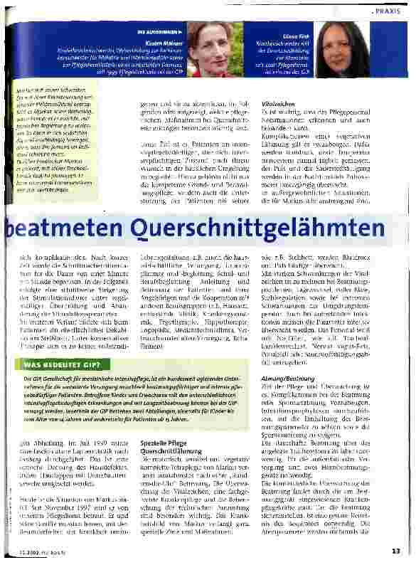 Vorschauseite 2: Pflege eines beatmeten Querschnittgelähmten