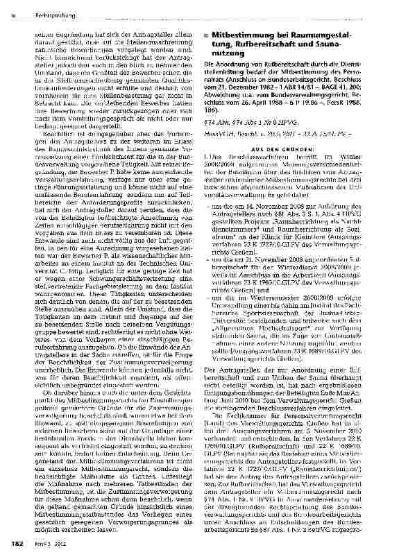 Vorschauseite 1: Mitbestimmung bei Raumumgestaltung, Rufbereitschaft und Saunanutzung