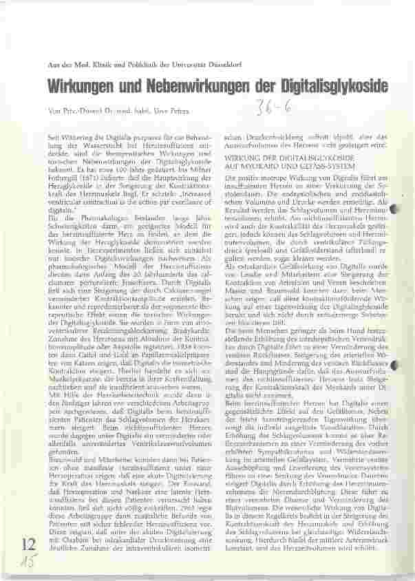 Vorschauseite 1: Wirkungen und Nebenwirkungen der Digitalisglykoside