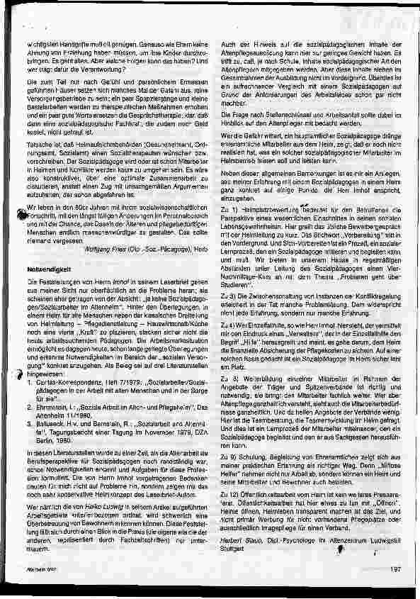 Vorschauseite 3: Sozialpädagogen im Altenund Pflegeheim (III)
