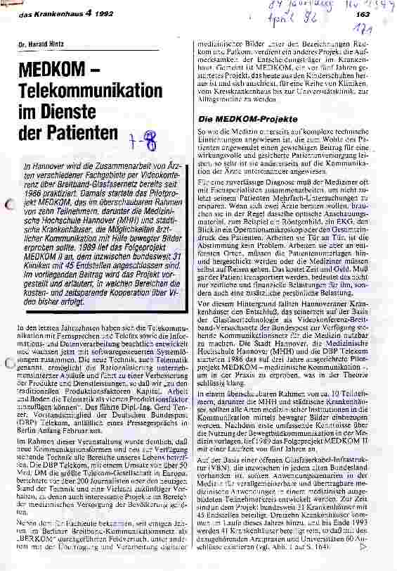 Vorschauseite 1: MEDKOM - Telekommunikation im Dienste der Patienten