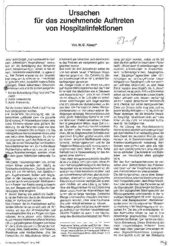 Vorschauseite 1: Ursachen für das zunehmende Auftreten von Hospitalinfektionen