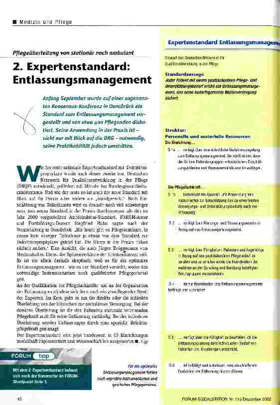 Vorschauseite 1: 2. Expertenstandard: Entlassungsmanagement