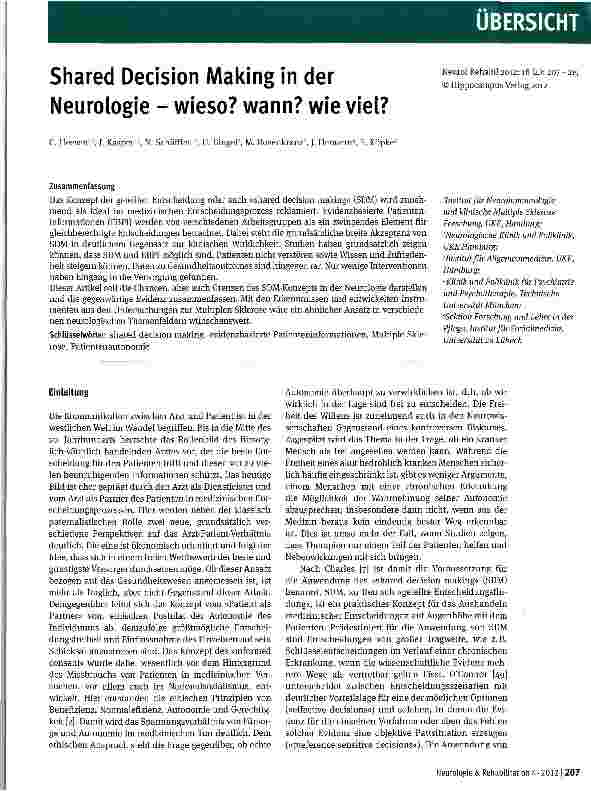 Vorschauseite 1: Shared Decision Making in der Neurologie - wieso? wann? wie viel?