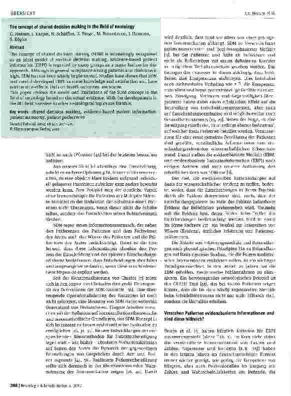 Vorschauseite 2: Shared Decision Making in der Neurologie - wieso? wann? wie viel?