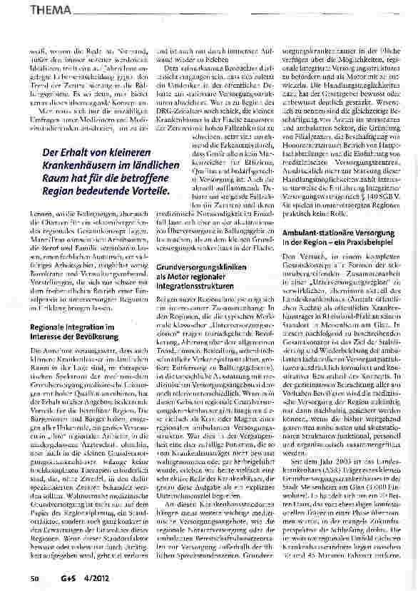 Vorschauseite 3: Integration ambulantstationärer Versorgung zur Sicherstellung medizinischer Grundversorgung in der Fläche