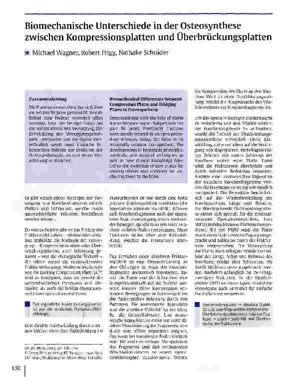 Vorschauseite 1: Biomechanische Unterschiede in der Osteosynthese zwischen Kompressionsplatten und Überbrückungsplatten
