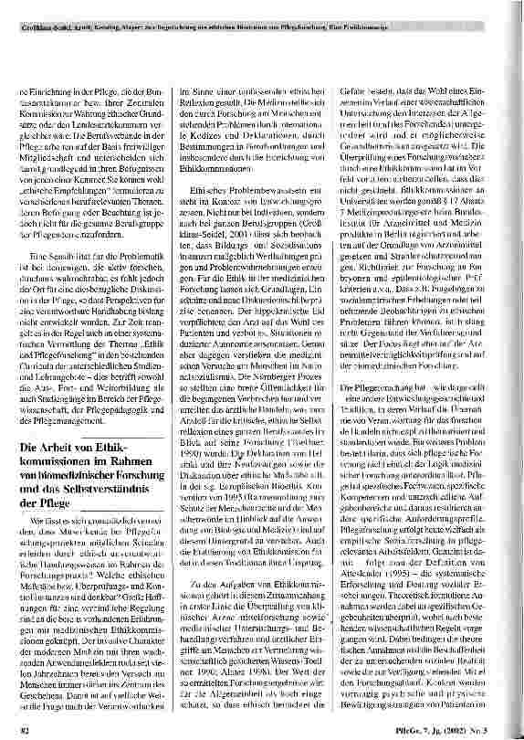 Vorschauseite 3: Zur Begutachtung der ethischen Dimension von Pflegeforschung Eine Problemanzeige