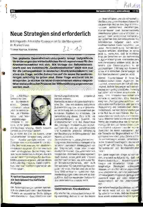 Vorschauseite 1: Neue Strategien sind erforderlich Reformgesetz: Erhebliche Konsequenzen für das Management