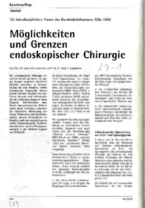 Vorschauseite 1: Möglichkeiten und Grenzen endoskopischer Chirurgie