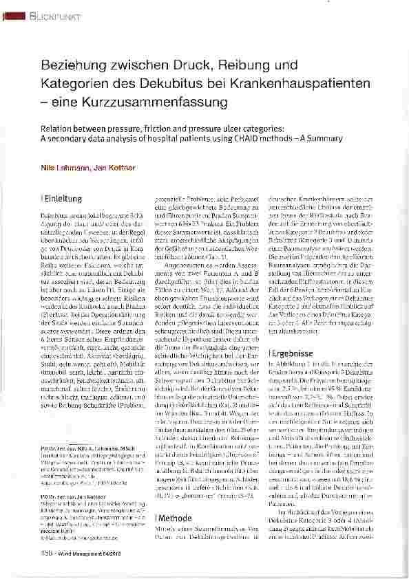 Vorschauseite 1: Beziehung zwischen Druck, Reibung und Kategorien des Dekubitus bei Krankenhauspatienten - eine Kurzzusammenfassung