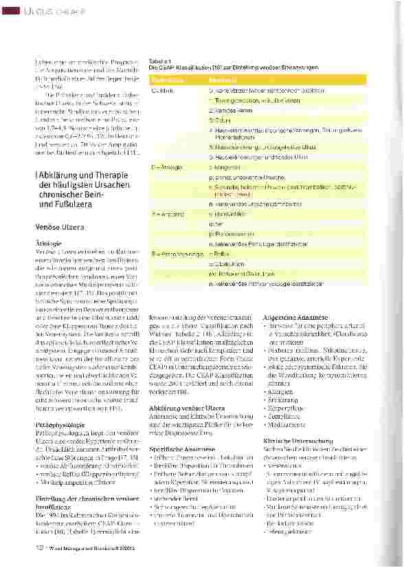 Vorschauseite 2: Epidemiologie, Abklärung und Therapie der häufigsten Ursachen chronischer Beinund Fußulzera
