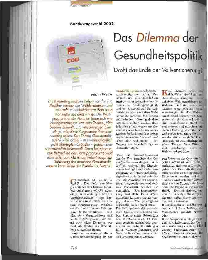Vorschauseite 1: Das Dilemma der Gesundheitspolitik