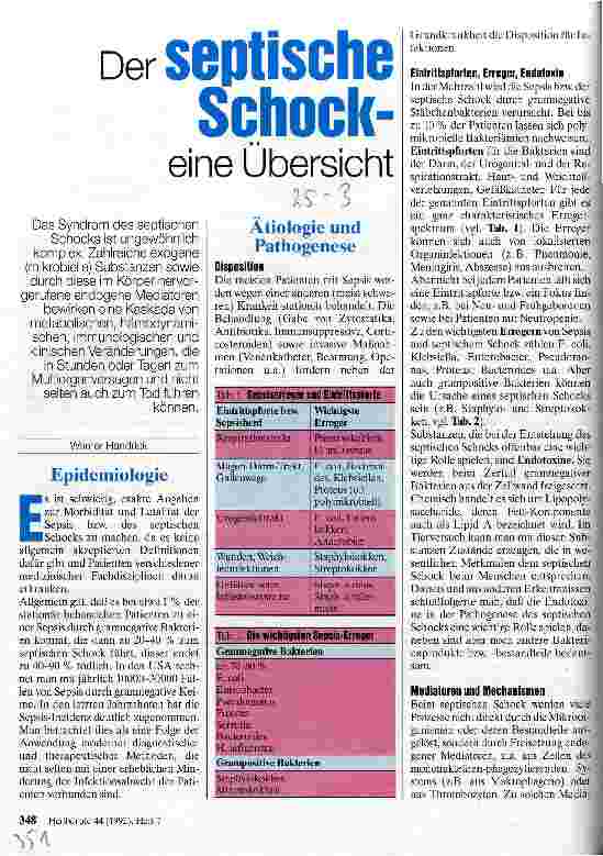 Vorschauseite 1: Der septische Schock - eine Übersicht