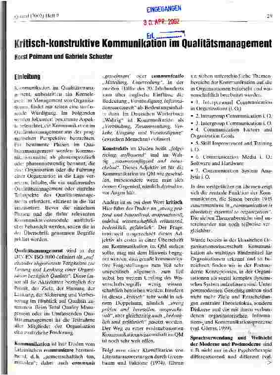 Vorschauseite 1: Kritisch-konstruktive Kommunikation im Qulitätsmanagement