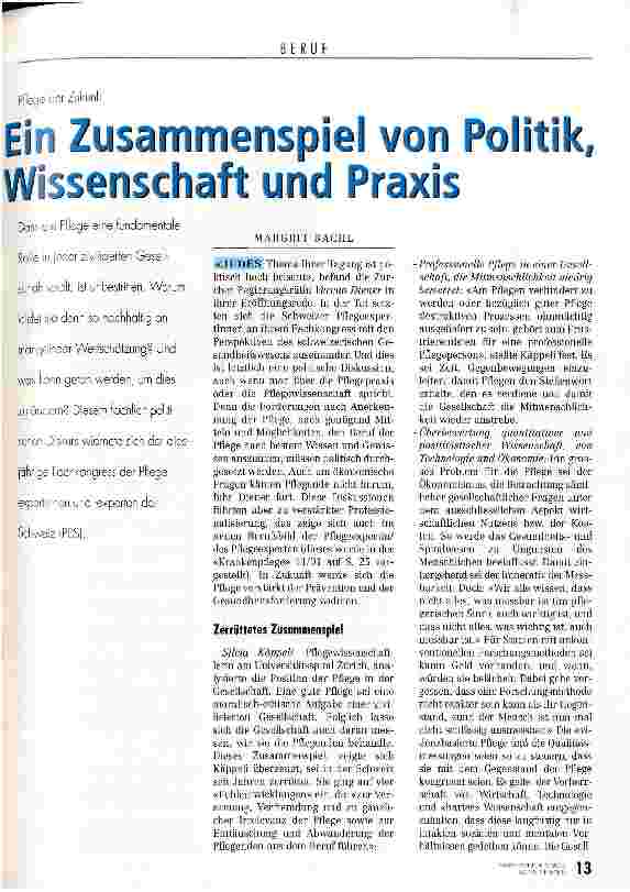 Vorschauseite 1: Ein Zusammenspiel von Politik, Wissenschaft und Praxis