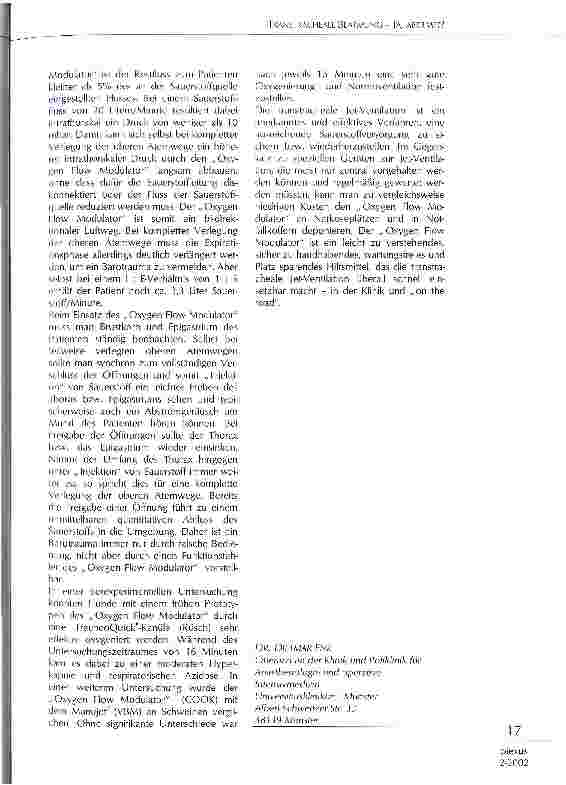 Vorschauseite 2: Transtracheale Beatmung - ja, aber wie?