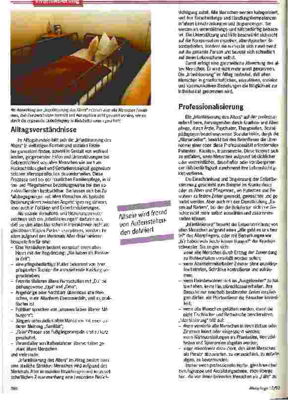 Vorschauseite 2: Definiert die Wissenschaft das Altsein? Forschungsergebnisse prägen pflegerisches Denken und Handeln