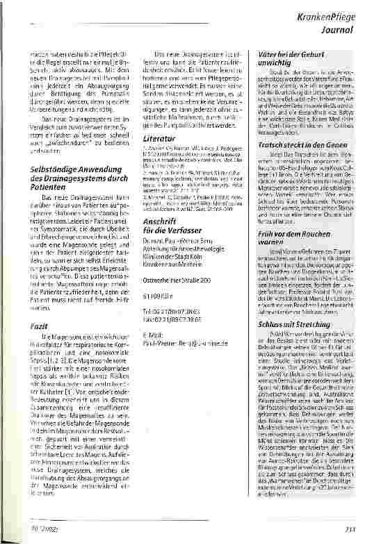 Vorschauseite 3: Drainagebeutel mit Pumpball Ein neues und effektives Hilfsmittel zur verbesserten Pflege von Magensonden