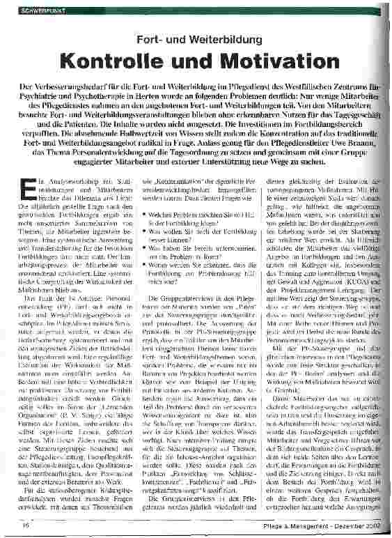 Vorschauseite 1: Fortund Weiterbildung: Kontrolle und Motivation