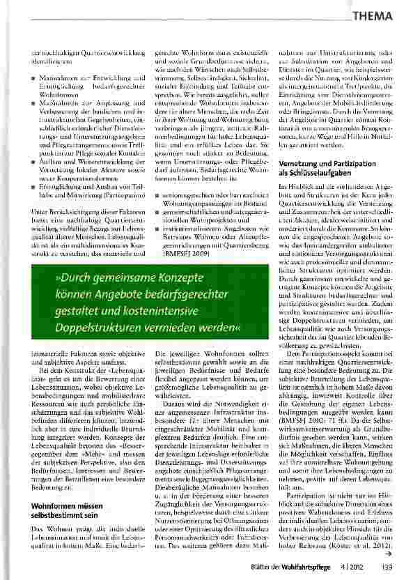 Vorschauseite 2: Wohnen im Alter Potenziale einer nachhaltigen Quartiersentwicklung für die Lebensqualität älterer Menschen