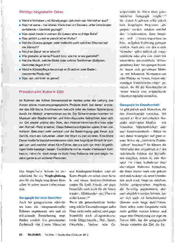 Vorschauseite 2: Der geragogische BegleitungsansatzOder: Wie lässt sich die Altenpflege geragogischer denken?