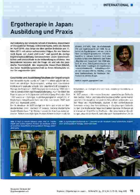 Vorschauseite 1: Ergotherapie in Japan: Ausbildung und Praxis
