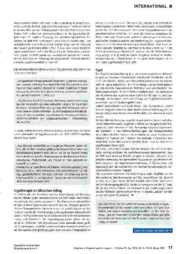Vorschauseite 3: Ergotherapie in Japan: Ausbildung und Praxis