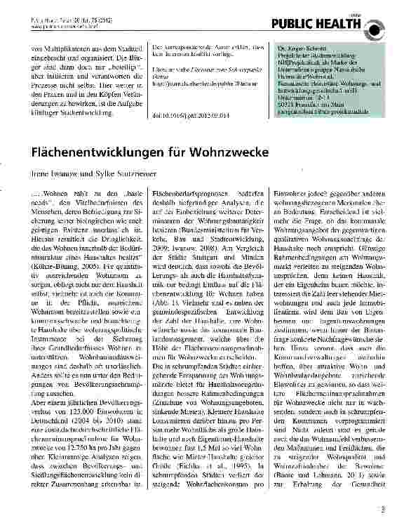 Vorschauseite 1: Flächenentwicklungen für Wohnzwecke