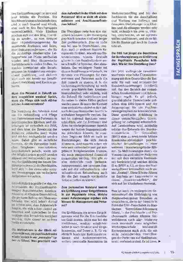Vorschauseite 2: Es geht um Gesundheit, Geld und die GesellschaftPsychiatrische Einrichtungen stehen vor großen Herausforderungen