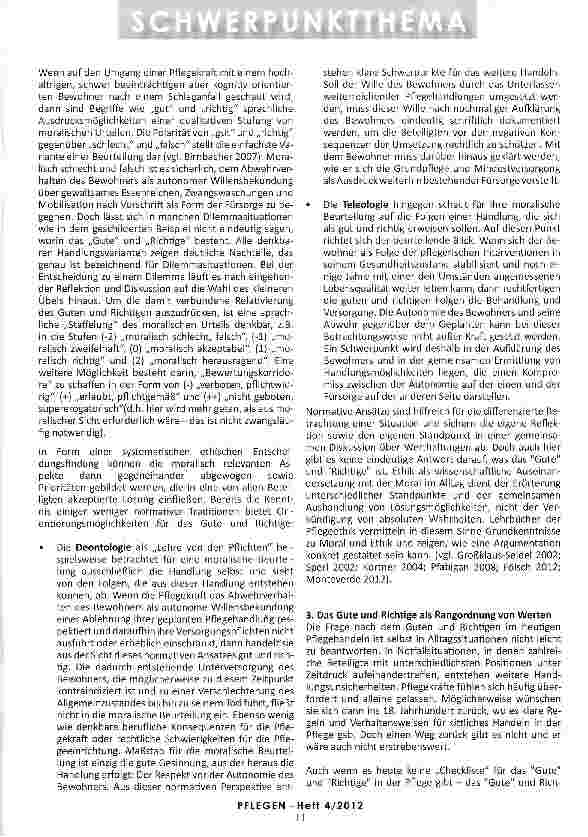 Vorschauseite 4: MORAL UND ETHIK IN DER PFLEGE Was ist gut und richtig?