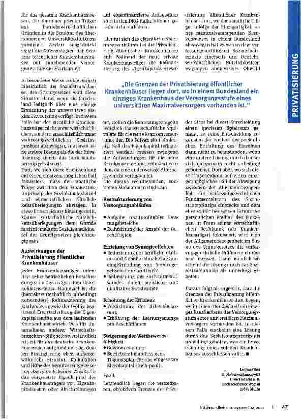 Vorschauseite 4: Kein Spiel ohne Grenzen! Die Privatisierung von Universitätsklinika unter verfassungsrechtlichen Aspekten