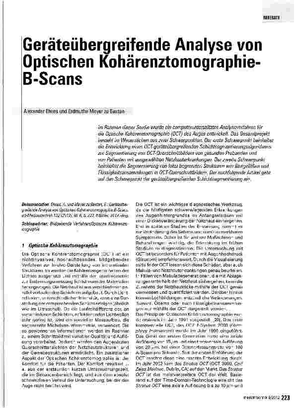 Vorschauseite 1: Geräteübergreifende Analyse von Optischen Kohärenztomographie-B-Scans