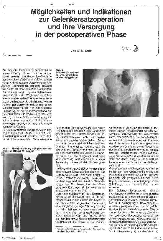 Vorschauseite 1: Möglichkeiten und Indikationen zur Gelenkersatzoperation und ihre Versorgung in der postoperativen Phase