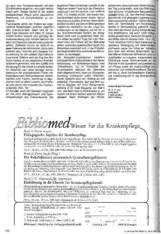 Vorschauseite 5: Möglichkeiten und Indikationen zur Gelenkersatzoperation und ihre Versorgung in der postoperativen Phase