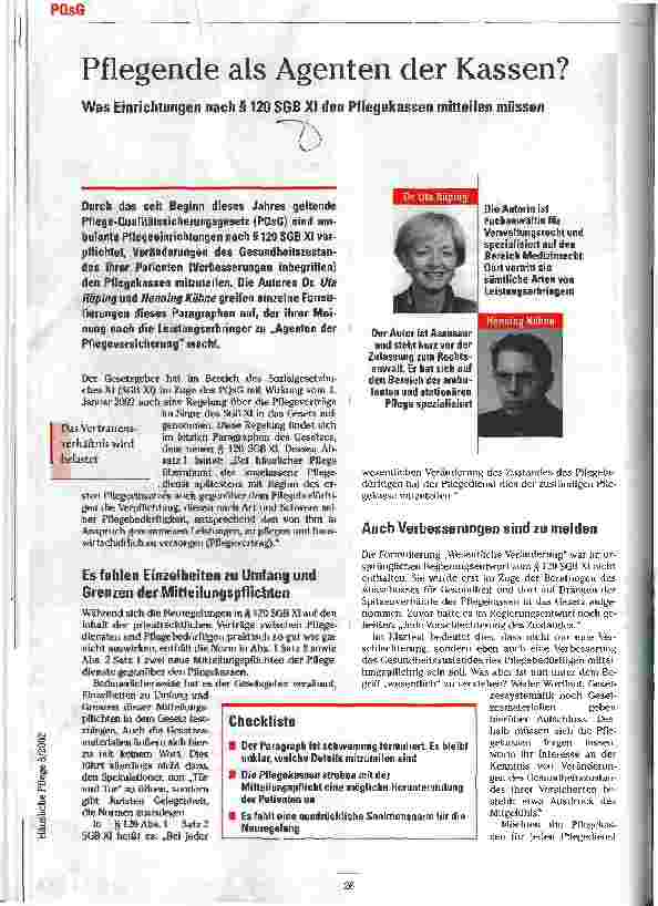 Vorschauseite 1: Pflegende als Agenten der Kassen?