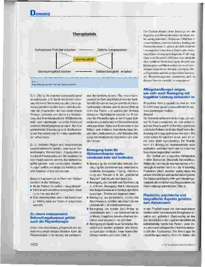 Vorschauseite 5: Ressourcen orientierte Physiotherapie mit dementen Patienten in der Gruppe