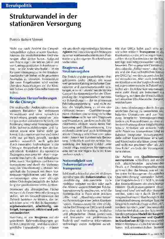 Vorschauseite 1: Strukturwandel in der stationären Versorgung