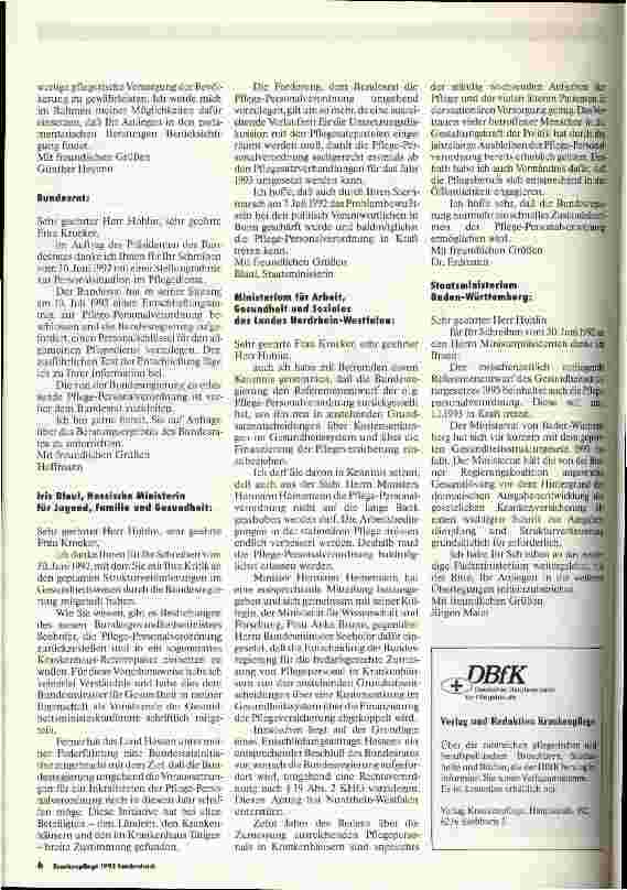 Vorschauseite 5: Pflegepersonalverordnung in Gefahr - Intervention des DBfK