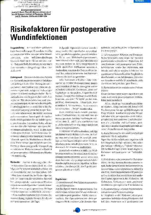 Vorschauseite 1: Risikofaktoren für postoperative Wundinfektionen