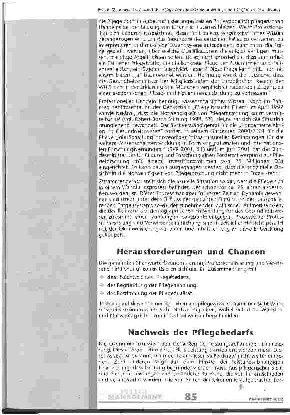 Vorschauseite 4: Die Zukunft der Pflege zwischen Ökonomisierung und (De-)Professionalisierung