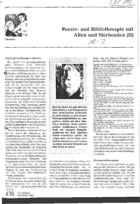 Vorschauseite 1: Poesieund Bibliotherapie mit Alten und Sterbenden (II)