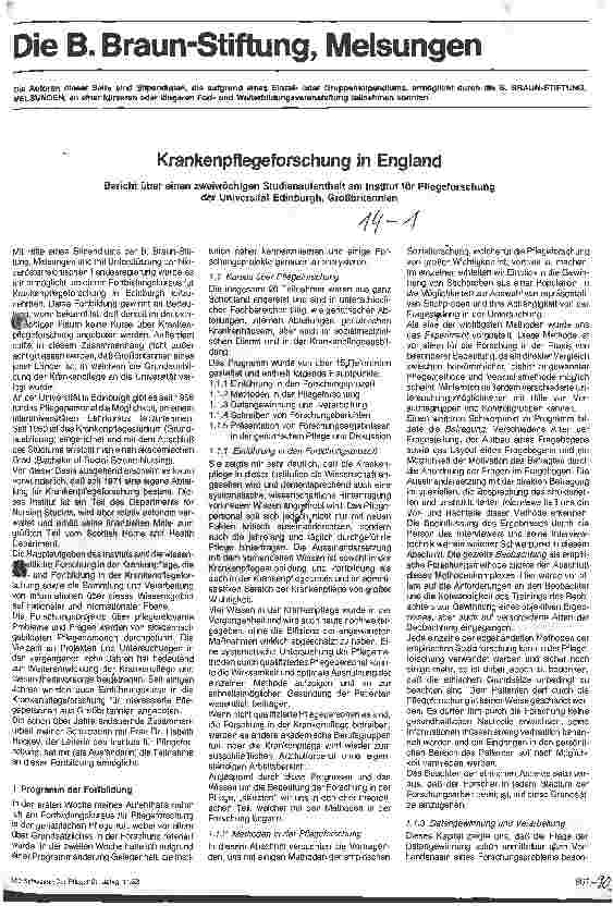 Vorschauseite 1: Krankenpflegeforschung in England