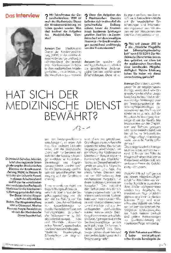 Vorschauseite 1: Hat sich der medizinische Dienst bewährt?