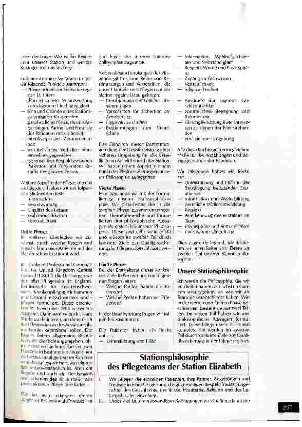 Vorschauseite 6: Ein Pflegeteam erarbeitet sich eine Stationsphilosophie Jahresarbeit
