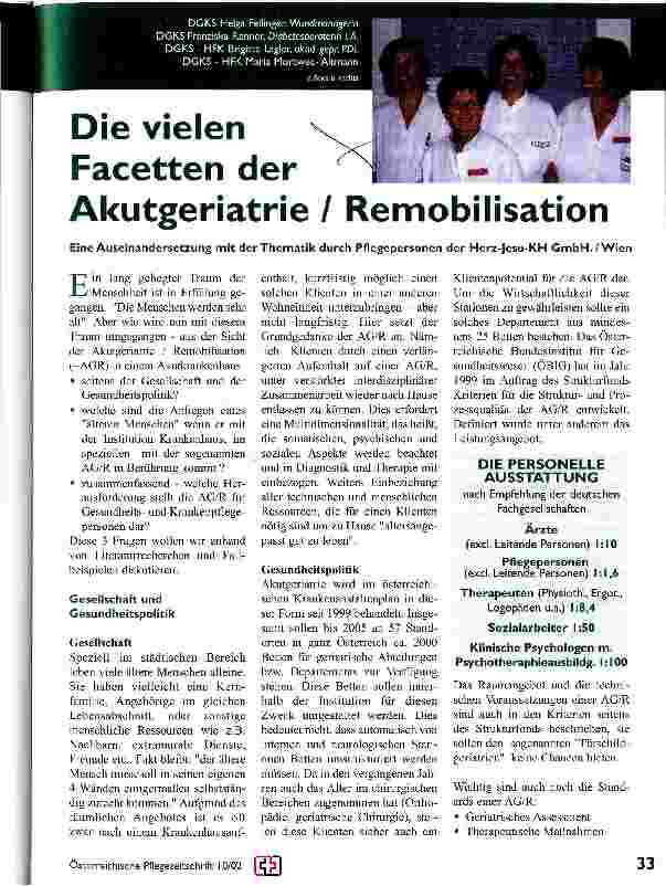 Vorschauseite 1: Die vielen Facetten der Akutgeriatrie/Remobilisation